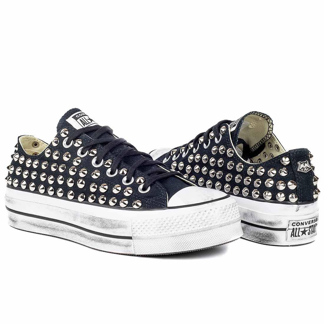 converse pelle nera basse