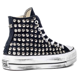 converse nere platform borchie