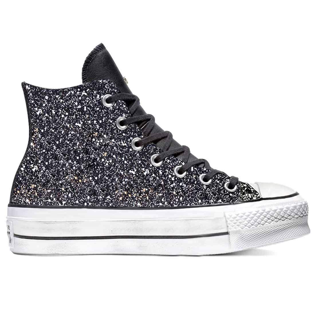 converse platform glitter argento