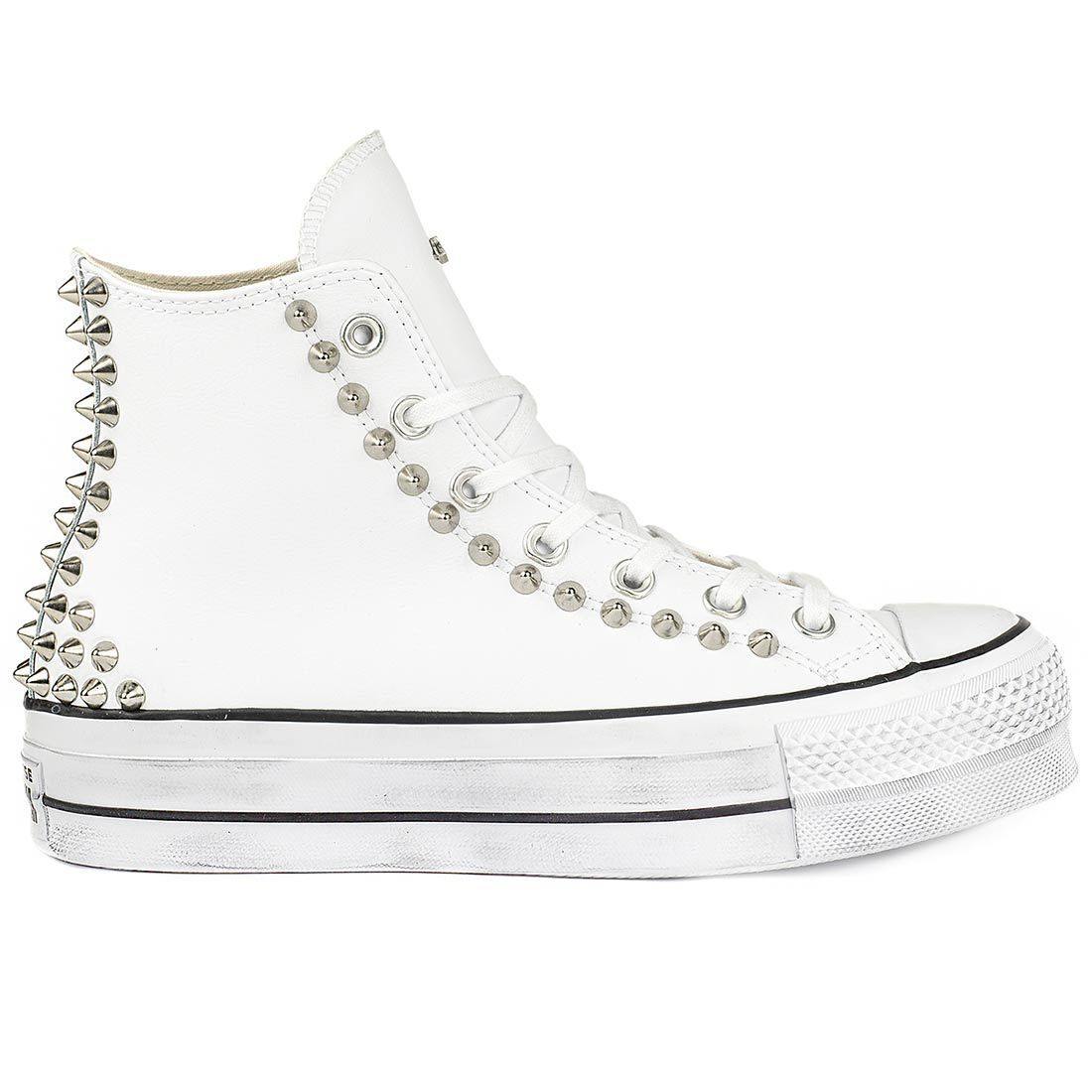 converse bianche di pelle