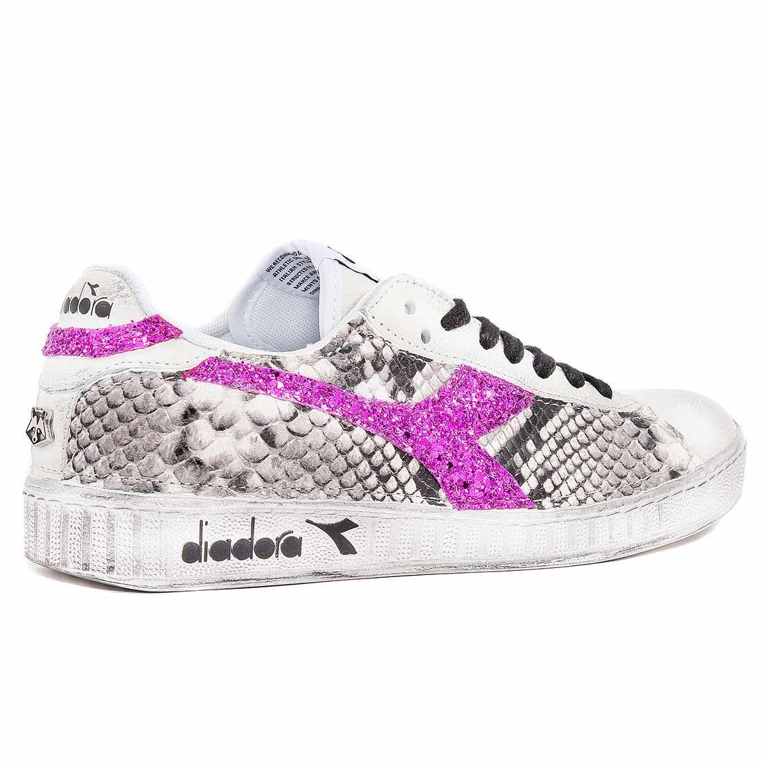 Diadora Game Low - Pitonate Animalier e Glitter Fucsia | Racoon-LAB