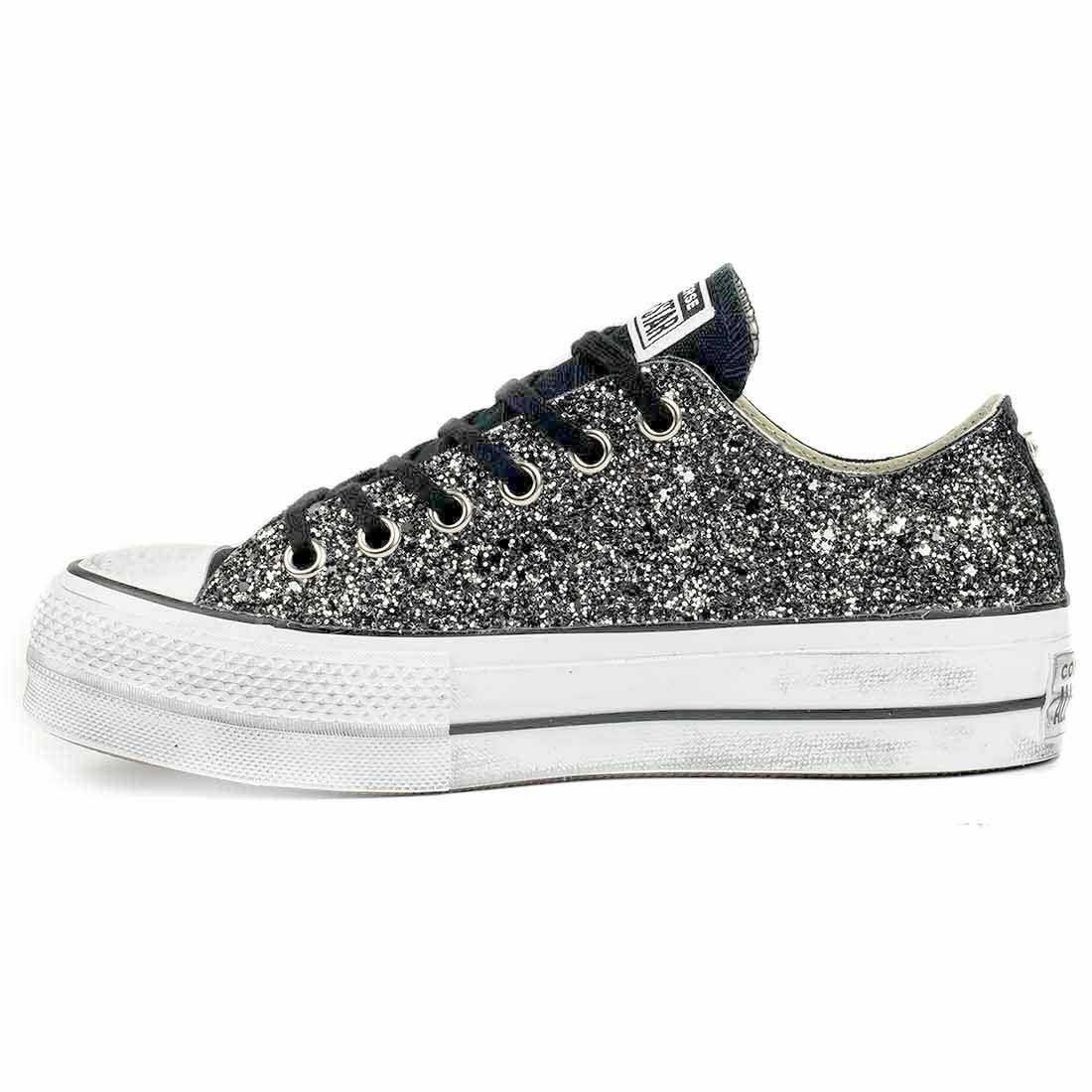 converse platform nere basse