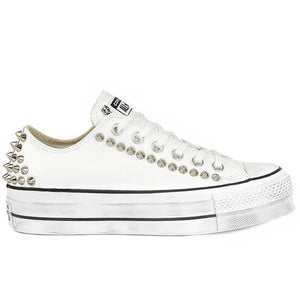 converse bianche alte borchie 90