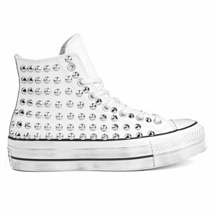 converse pelle bianche platform