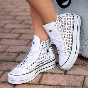 converse all star bianche alte con borchie