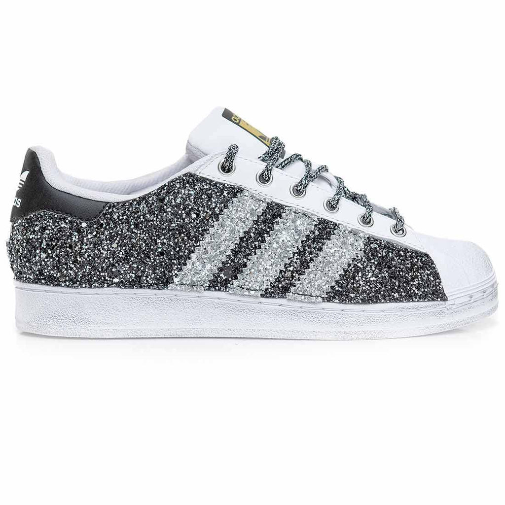 Adidas Superstar con Brillantini Nero e Argento| Sped GRATIS 24h – Racoon  Lab