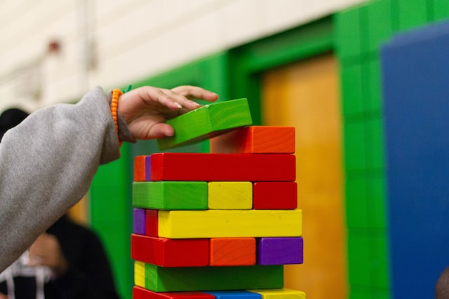 A child playing with blocks.