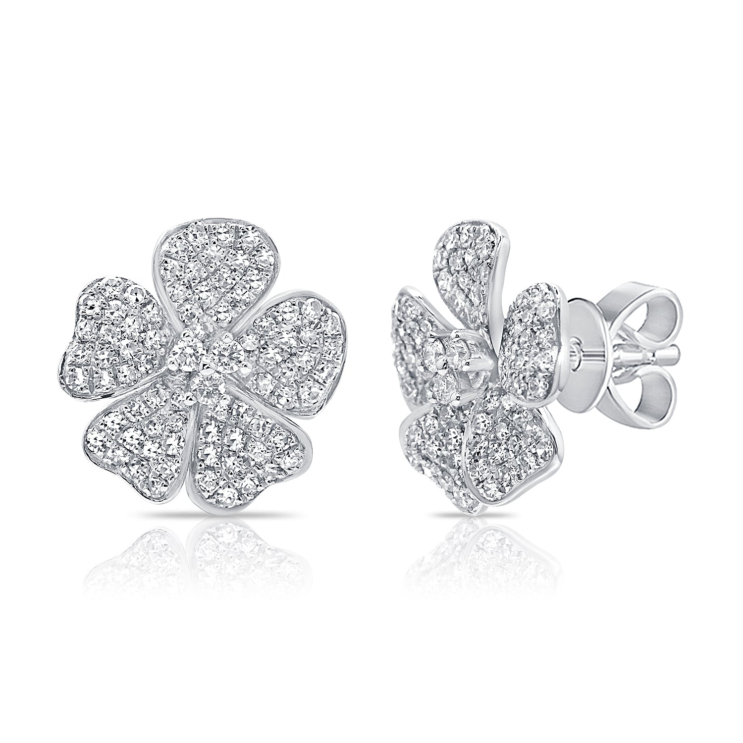 14k Gold & Diamond Flower Stud Earrings – Sabrina Design