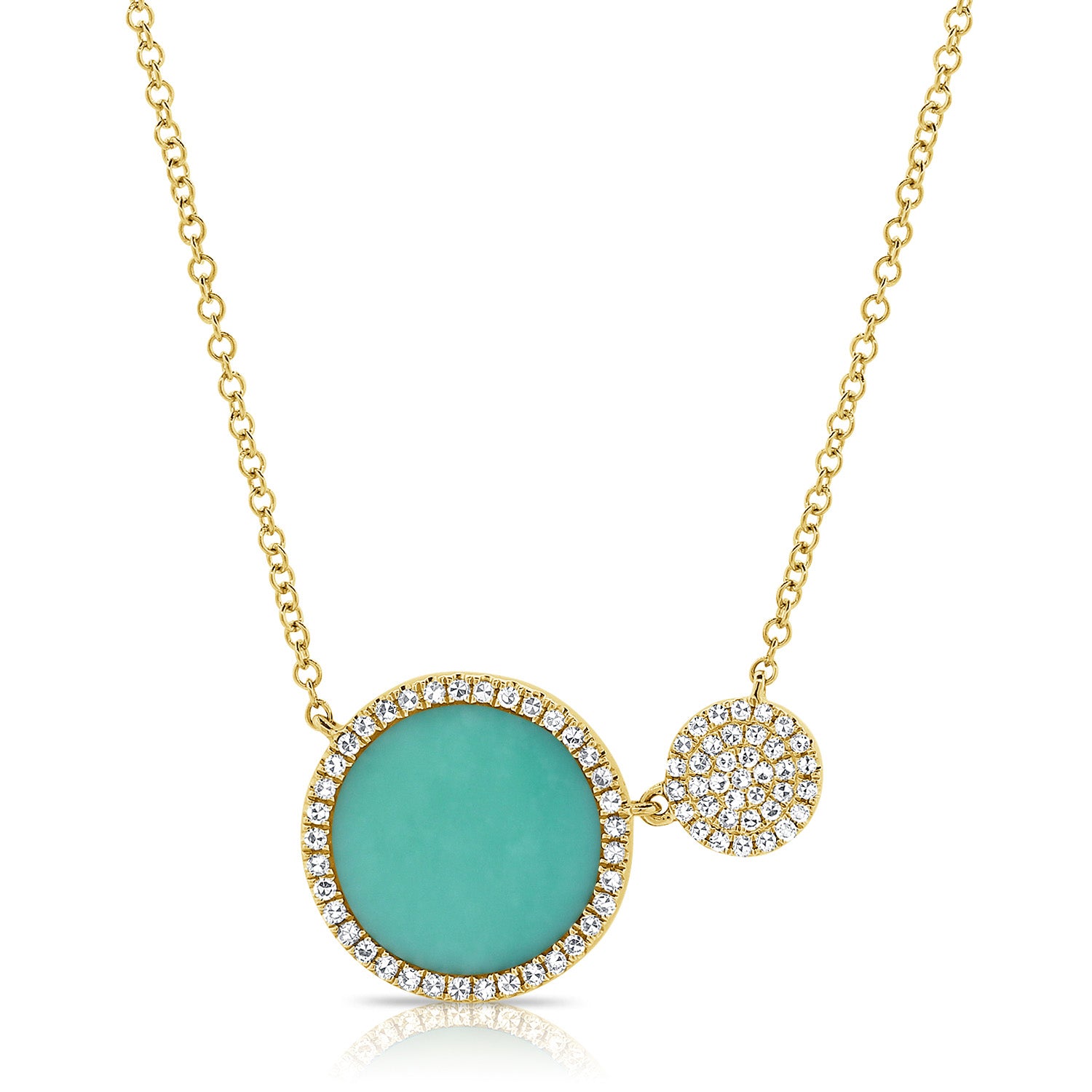 diamond and turquoise circle pendant