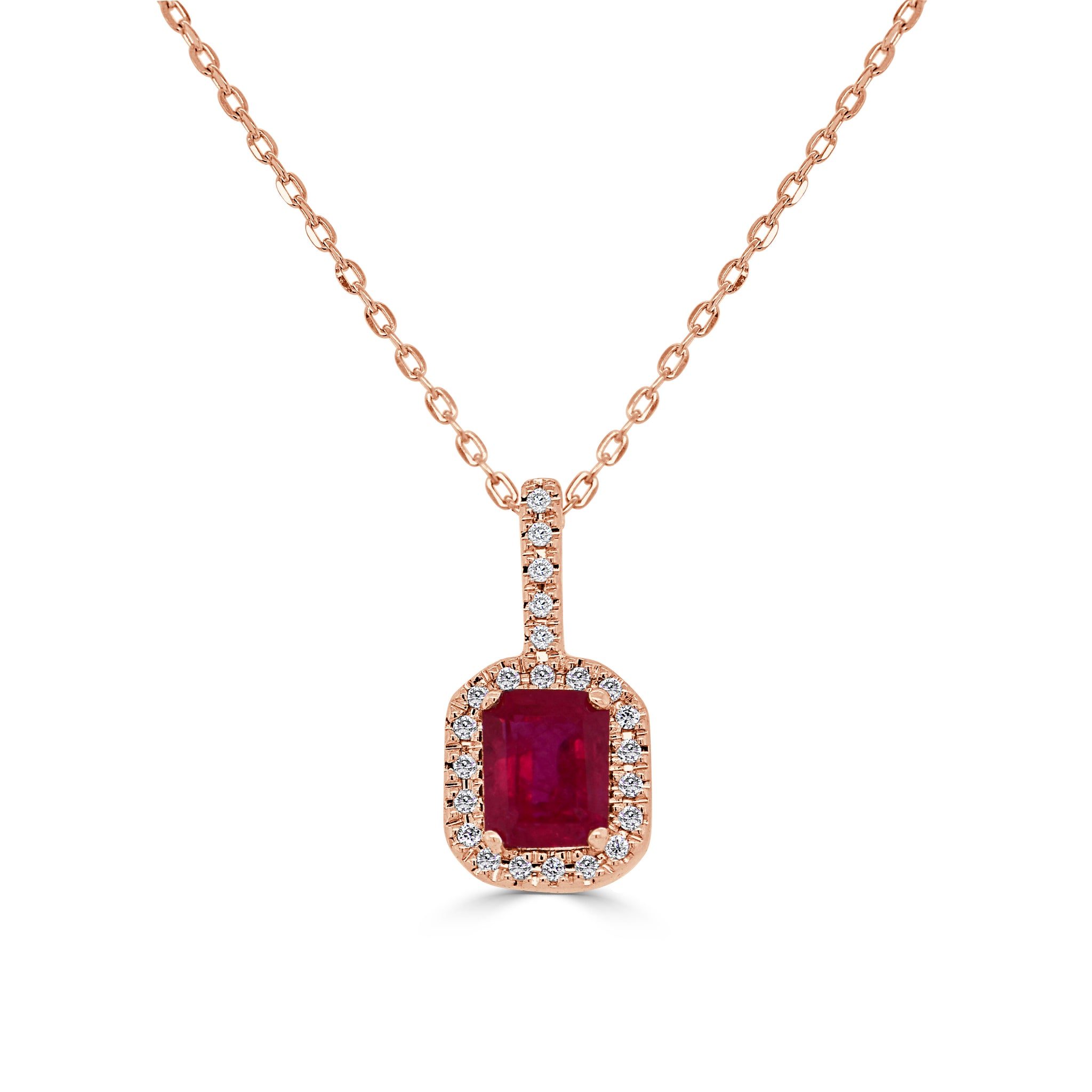 14K Gold, Diamond & Ruby Octagon Pendant – Sabrina Design