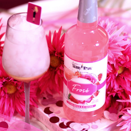 The Frosé Mix is a frozen beverage made with rosé wine, sugar, and strawberries. 
https://www.skinnymixes.com/products/frose