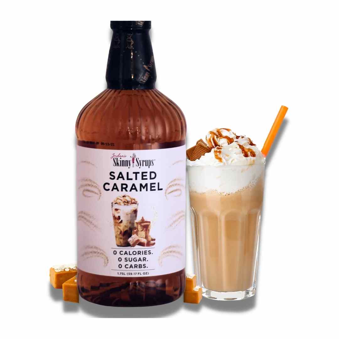 The Jumbo Sugar Free Salted Caramel Syrup is one of Skinny Mixes best selling flavors.
