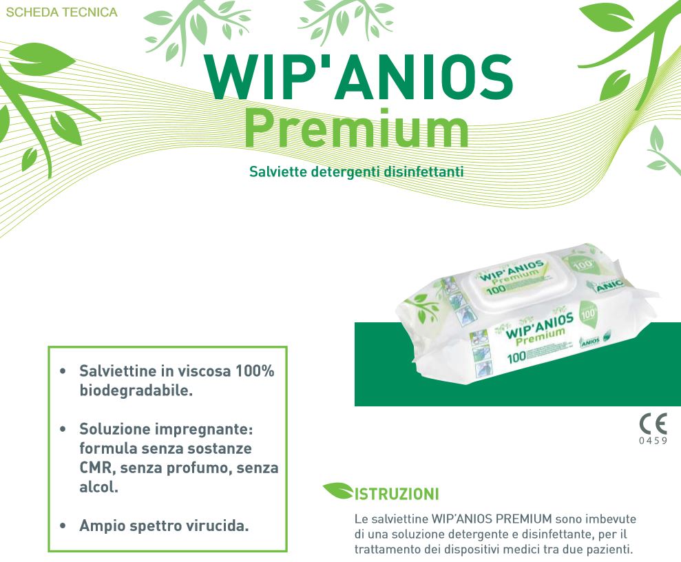 Wip' Anios Premium - 100 salviette detergenti disinfettanti per superf –  FulMedicAl