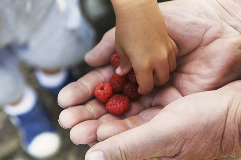 main enfant framboise