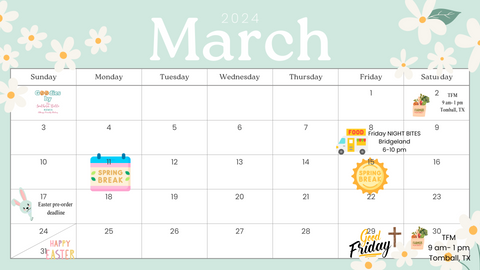 March 2024 schedule