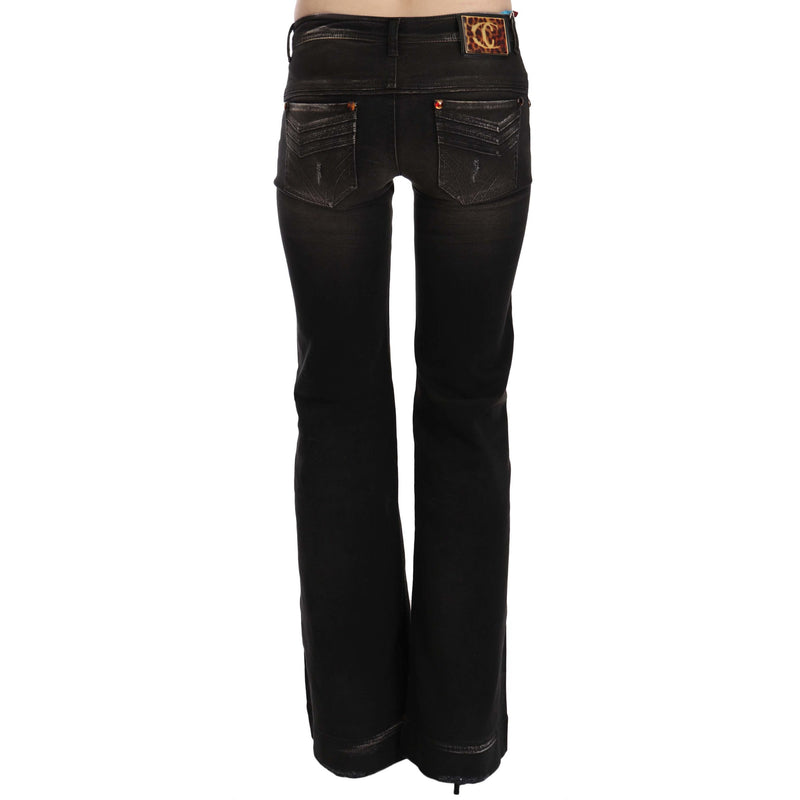 Black Brown Washed Ripped Low Waist Boot Cut Denim Jeans Just Cavalli