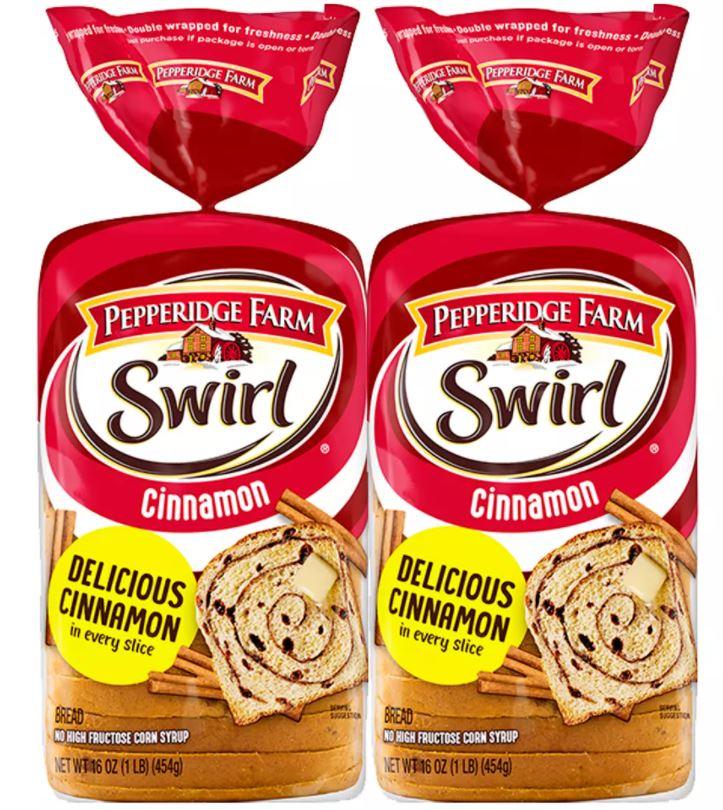 PEPPERIDGE FARM CINNAMON SWIRL BREAD - 2 LOAF