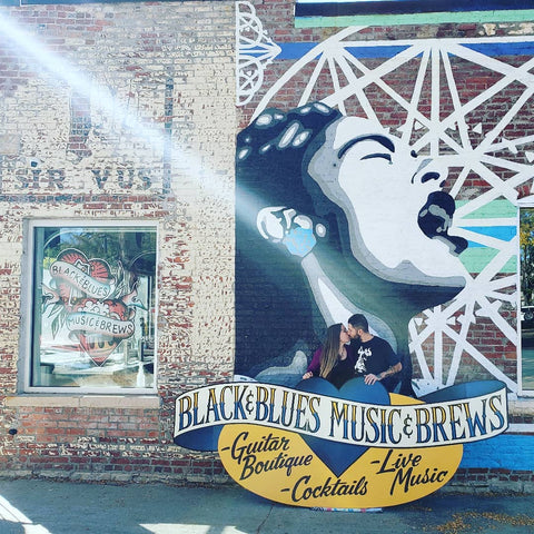 black and blues loveland with mural