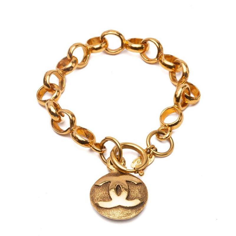 Auth CHANEL Rhinestone CC Logo Star COCO Charm Pearl Chain Bracelet Gold  Used  eBay