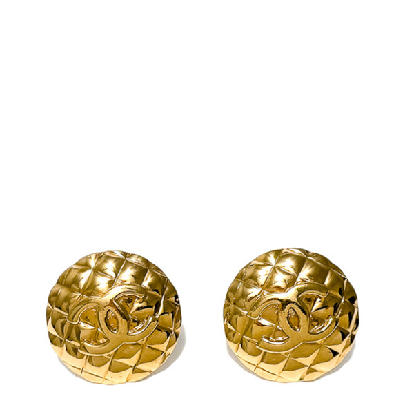 Chanel CC Square Clip on Earrings 29 Vintage Gold