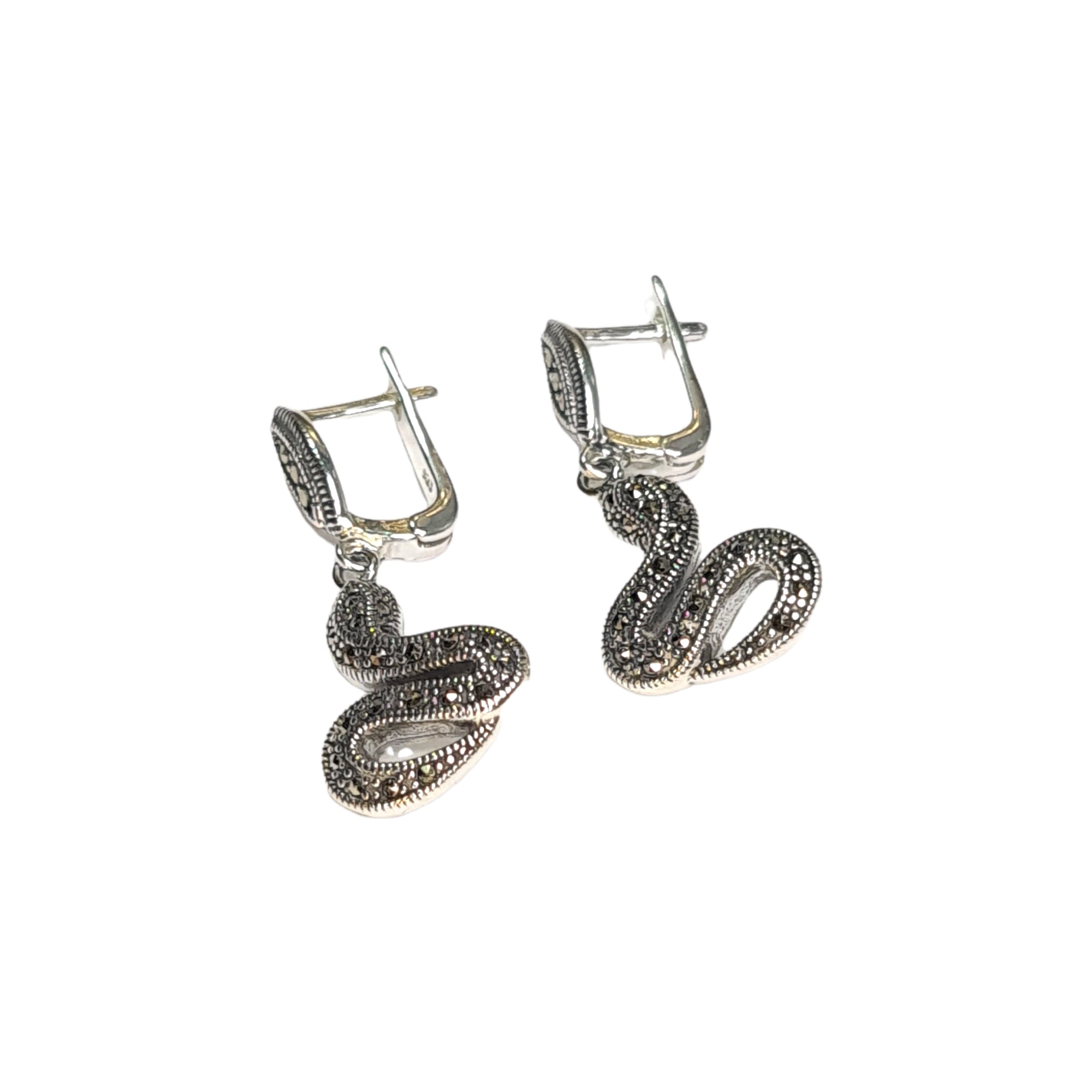 1 Piece Vintage Style Snake Plating Inlay Sterling Silver Rhinestones Hoop  Earrings
