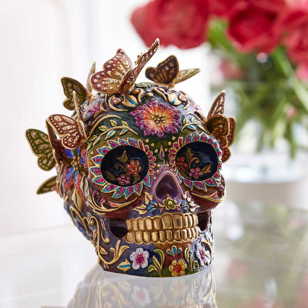 Jay Strongwater Frida Skull With Butterflies