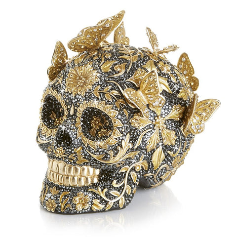 Jay Strongwater Frida Pave Skull with Butterflies Figurine 25th Anniversary SDH1909-270