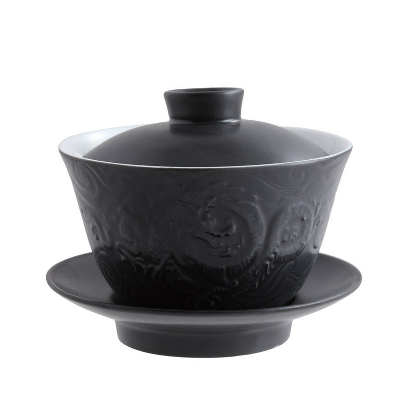 Jean Boggio Chinese Zodiac Dragon Cup Saucer Black Jb00910b