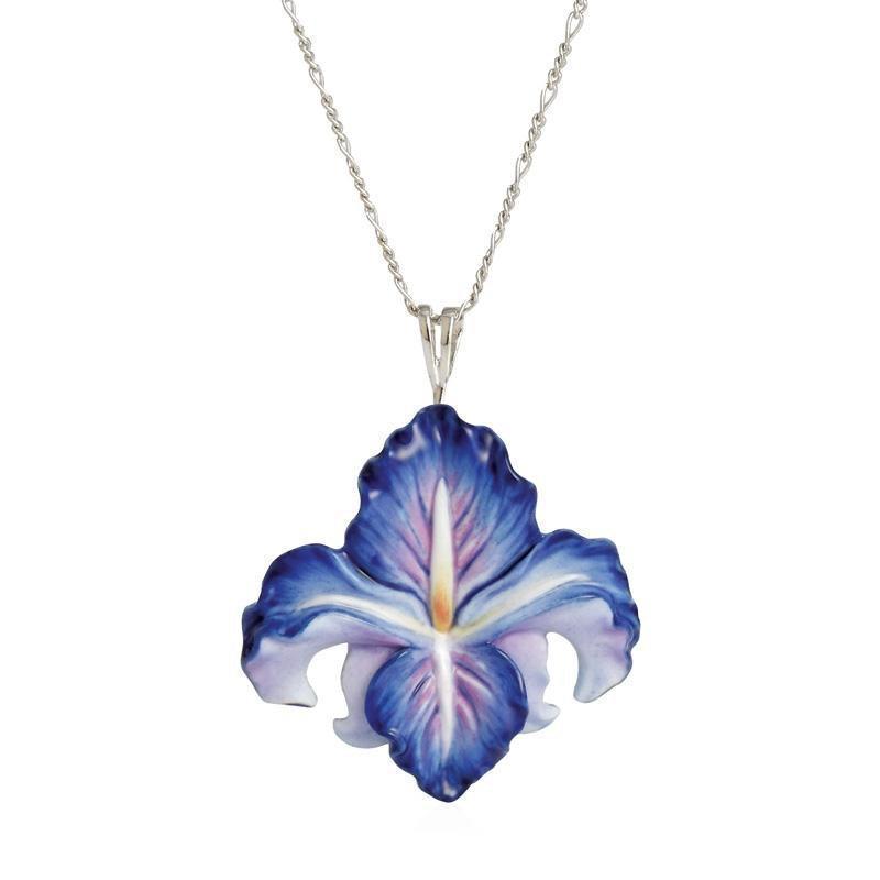 Franz Collection Blue Iris Flower Necklace FJ9