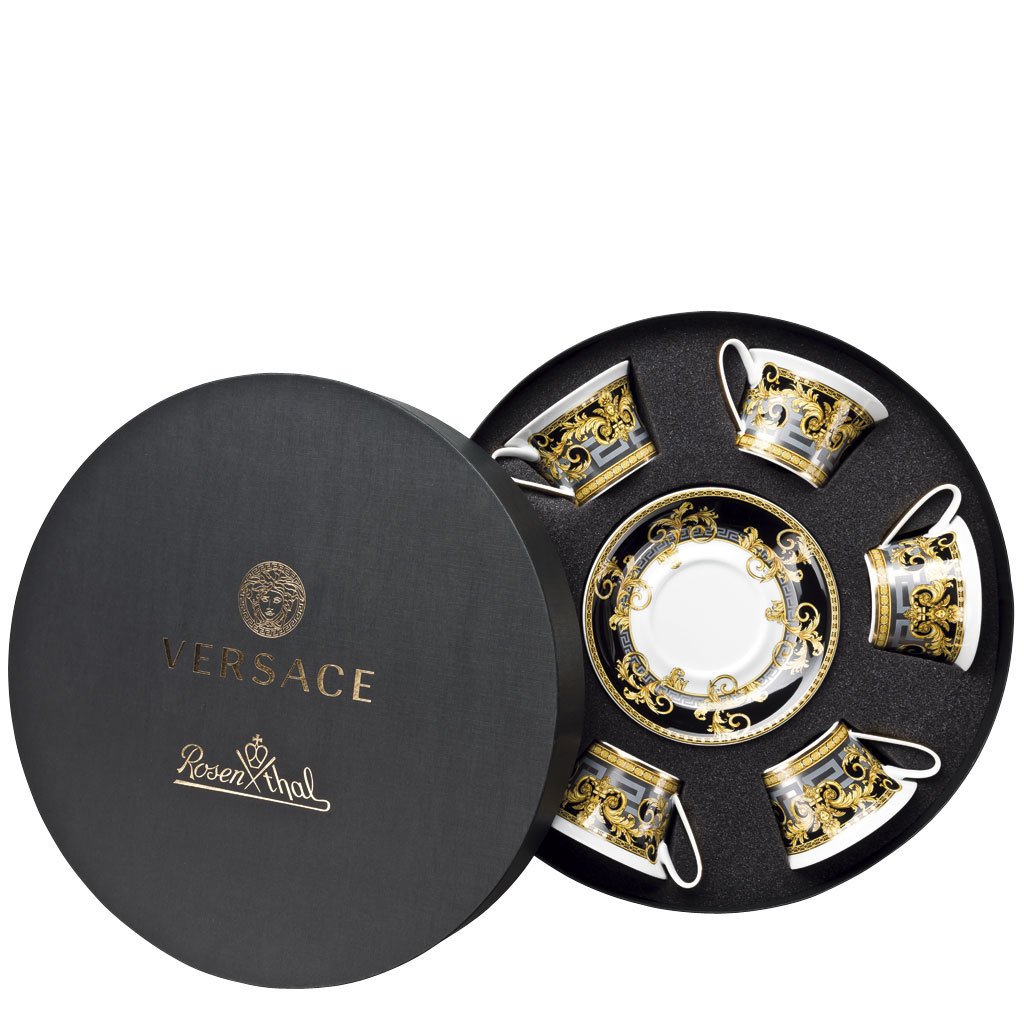 Versace Prestige Gala Six Low Cups Tea Cups & Saucers Round Hat Box