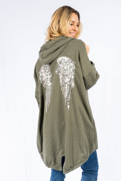 sequin angel wing hoodie