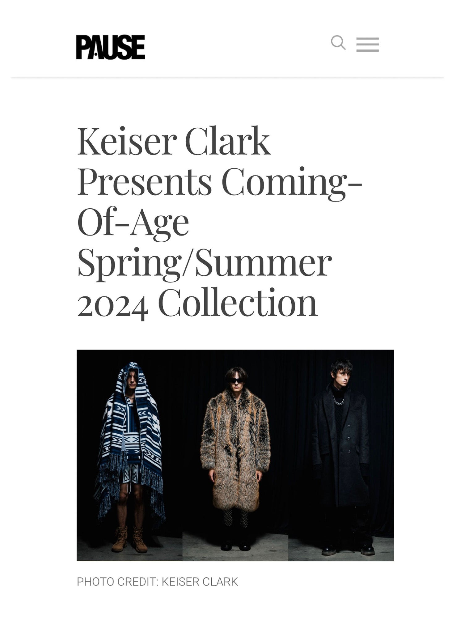 Keiser Clark featured in Pause Magazine