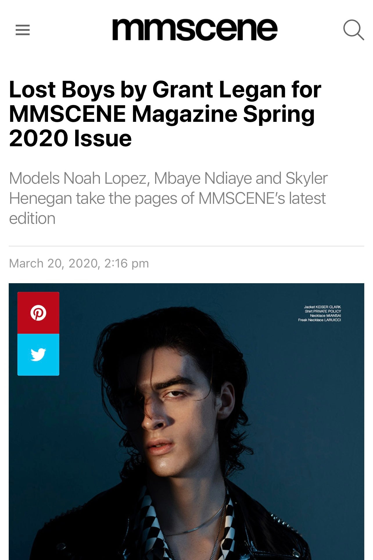 Keiser Clark featured in Male Model Scene