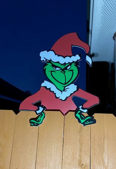 Grinch Yard Sign with custom wording Cutout comes with H-Stake