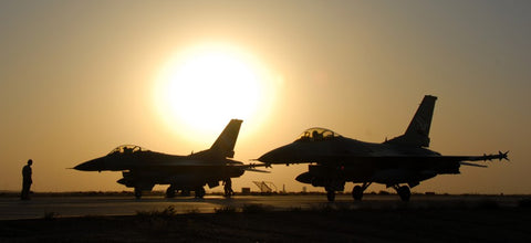 USAF F-16's at sunset