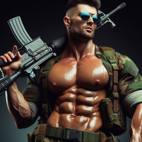 Soldier with big abs
