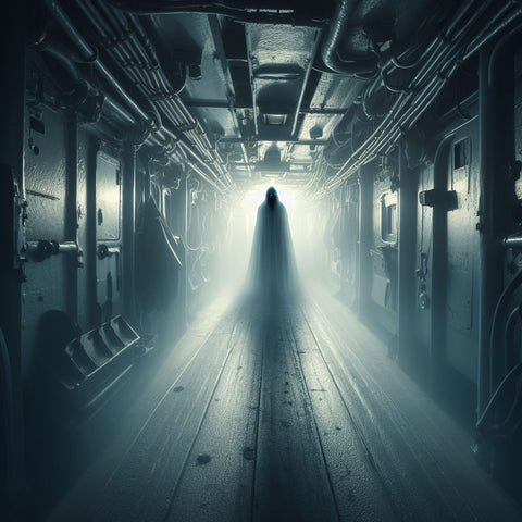 Ghostly apparition in a Navy ship passageway