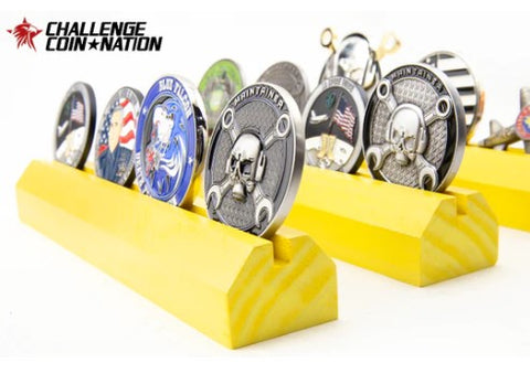 Aircraft wheel chock challenge coin display