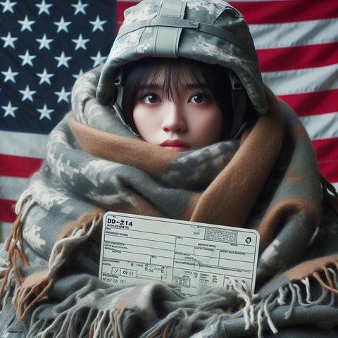 Soldier wrapped in a DD-214 blanket