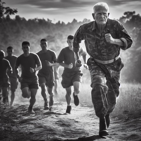 old guy running PT with young troops