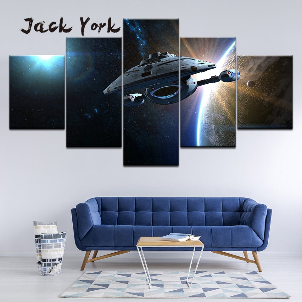 5 Panel Star Trek Voyager Modern Decor Wall Art Canvas Hd Print Enterprising Man