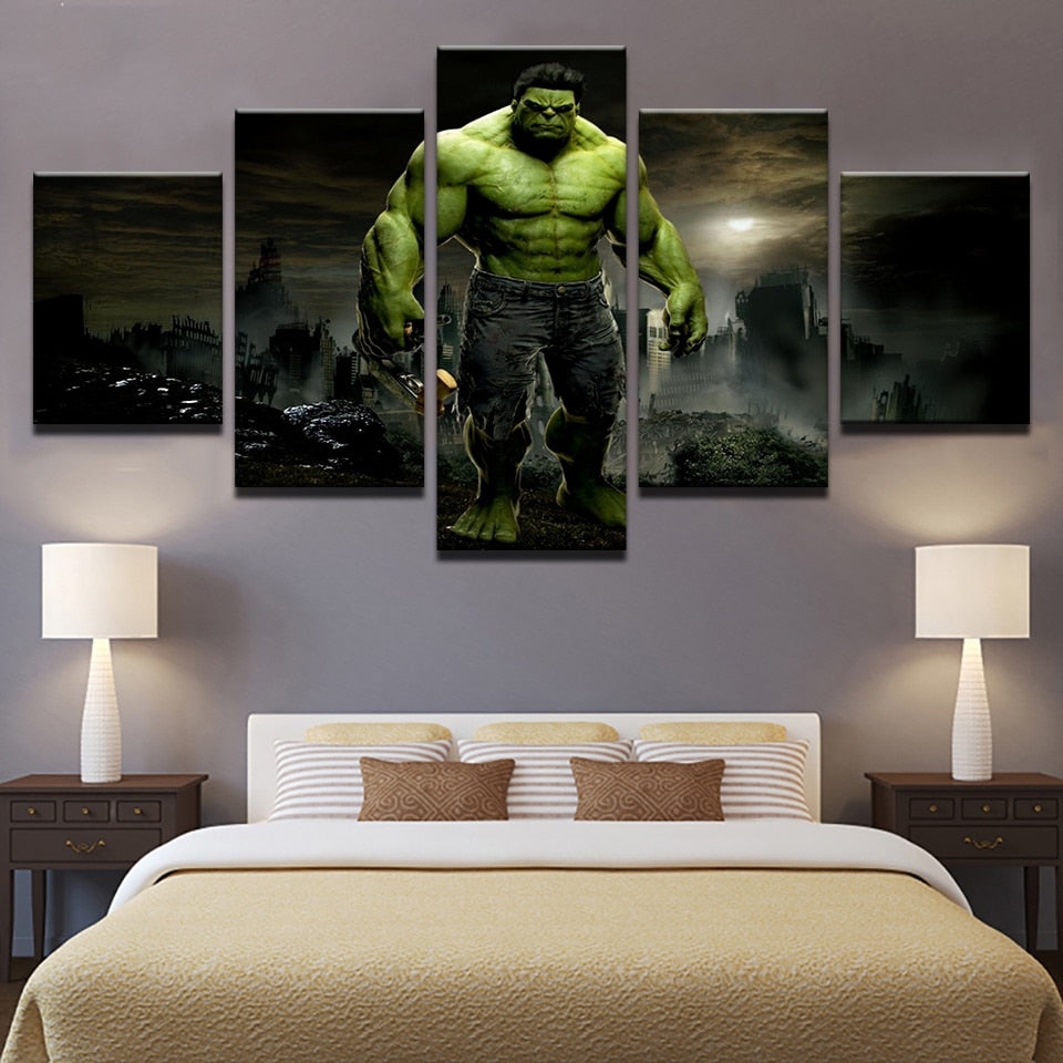 5 Panel Avengers Hulk Decor Canvas Wall Art Hd Print Enterprising Man