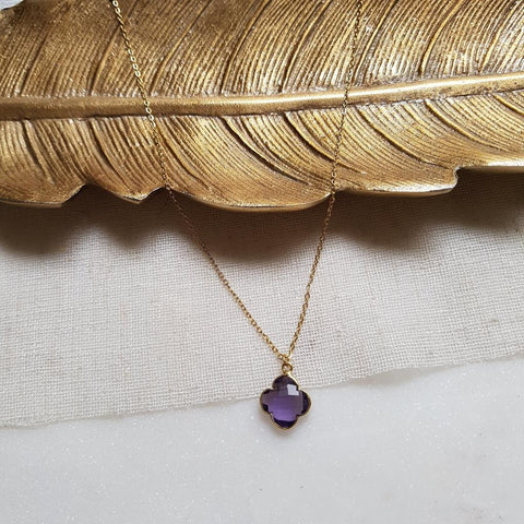 collier trefle chance amethyste