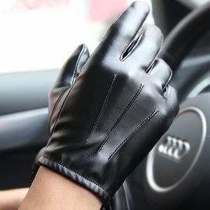 tight black leather gloves