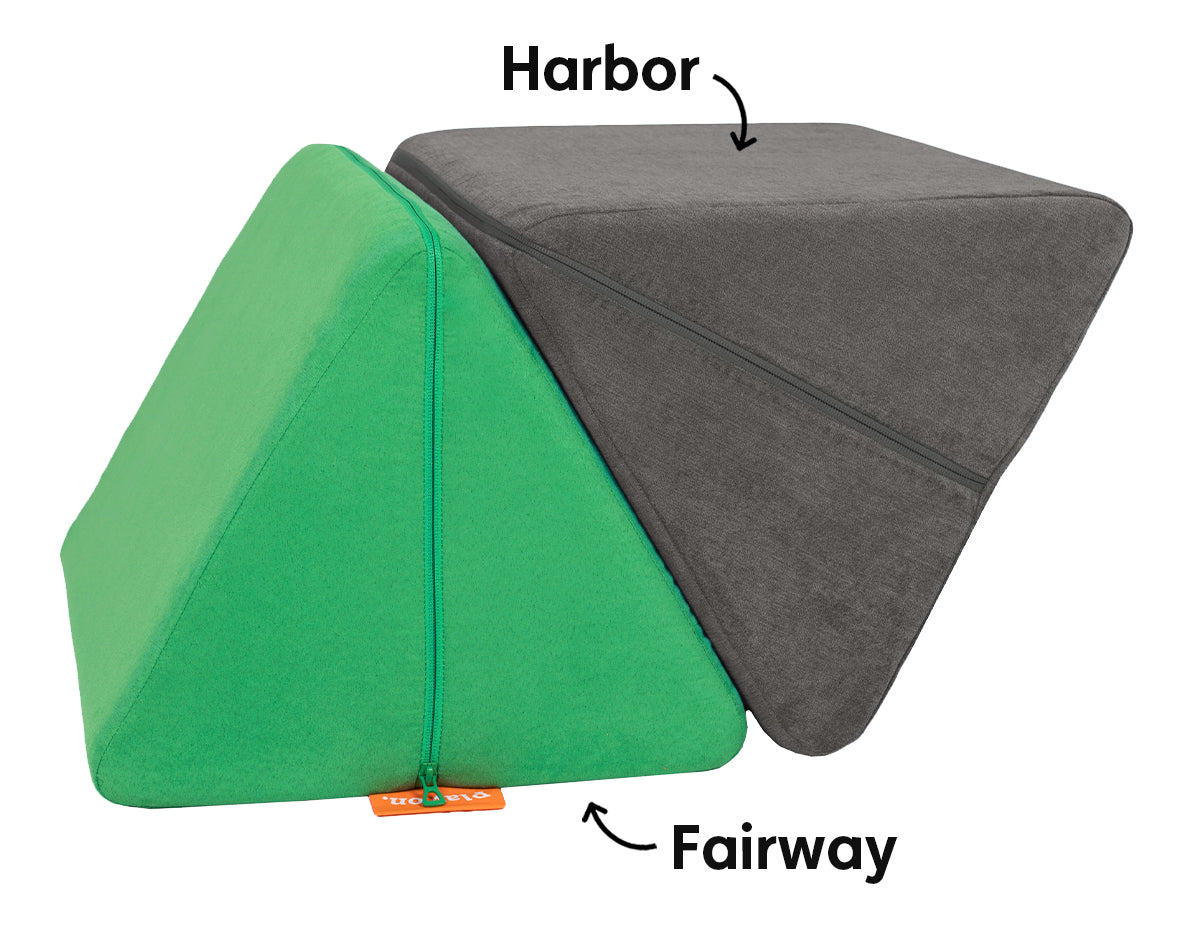Two Nugget pillows side by side for color comparison: Fairway and Harbor