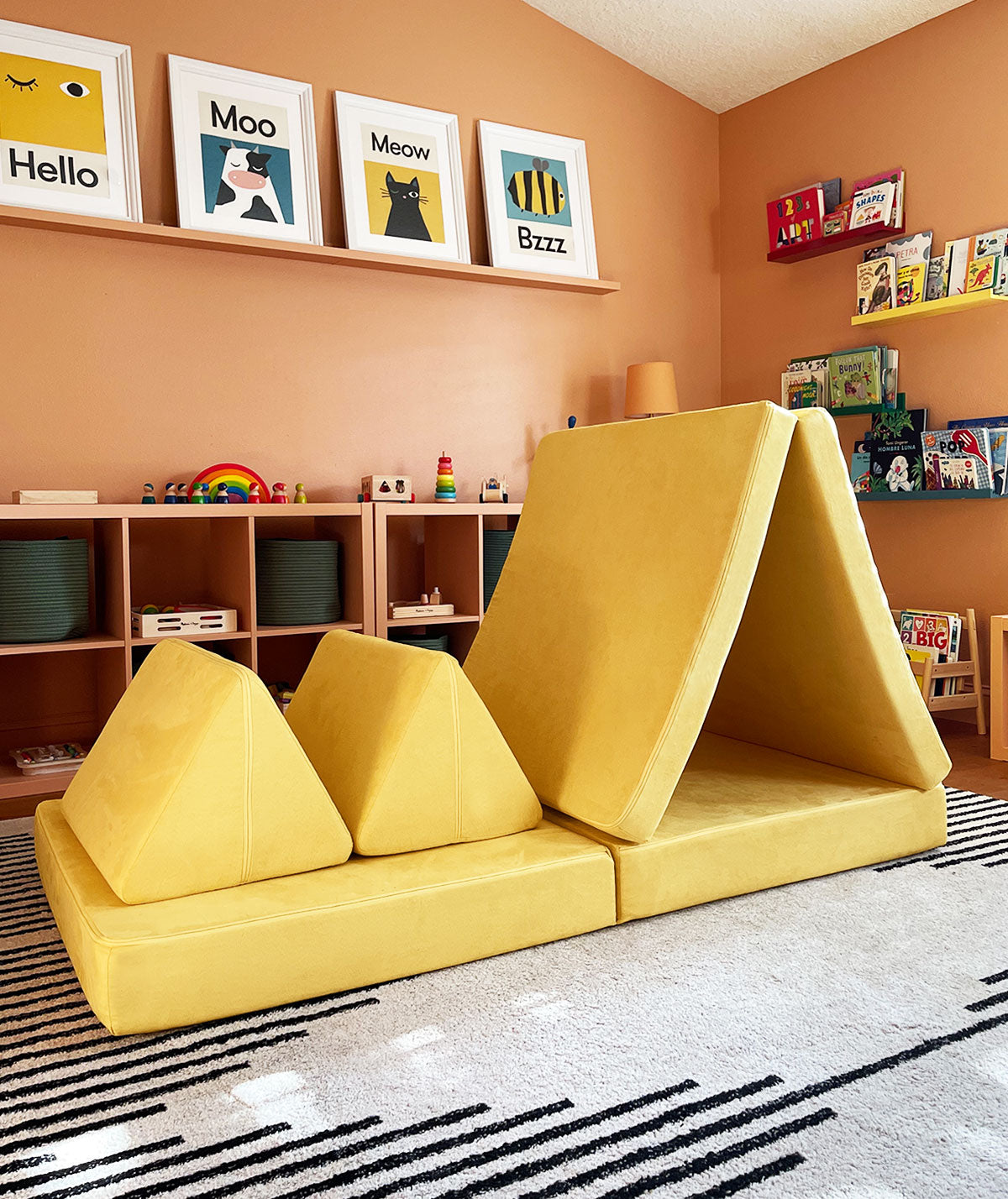 Lemonade Nugget positioned as a cozy fort in a playroom