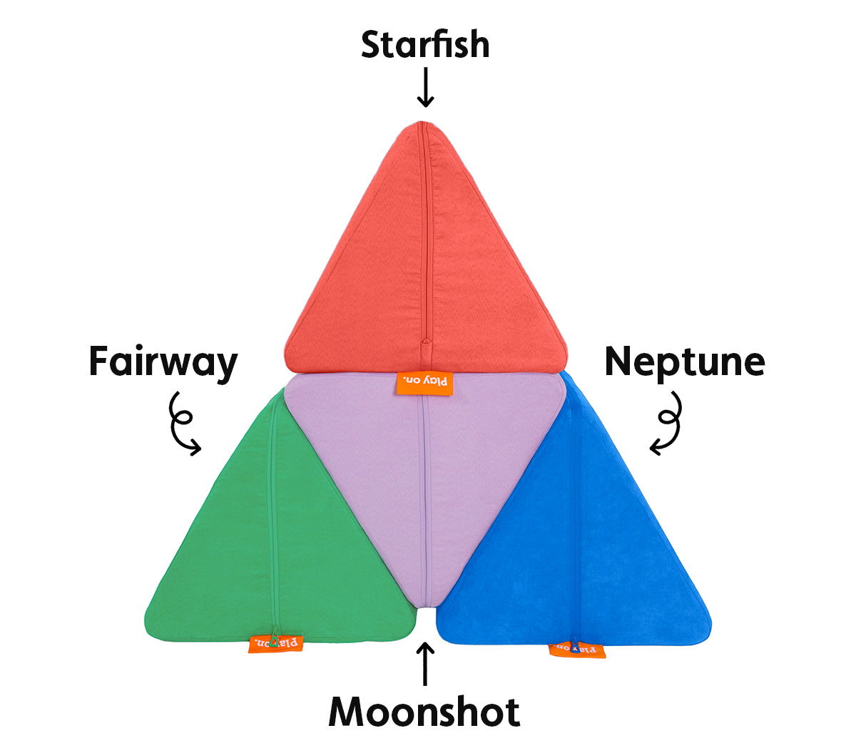 Starfish, Neptune, Moonshot, and Fairway Nugget Pillows