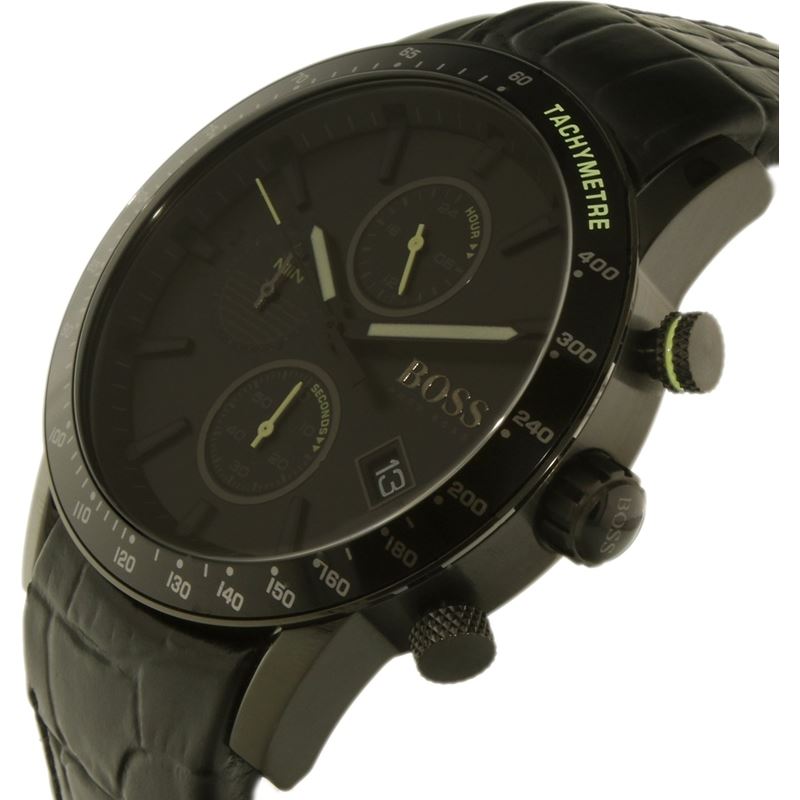 Black Leather Analog Quartz Watch 
