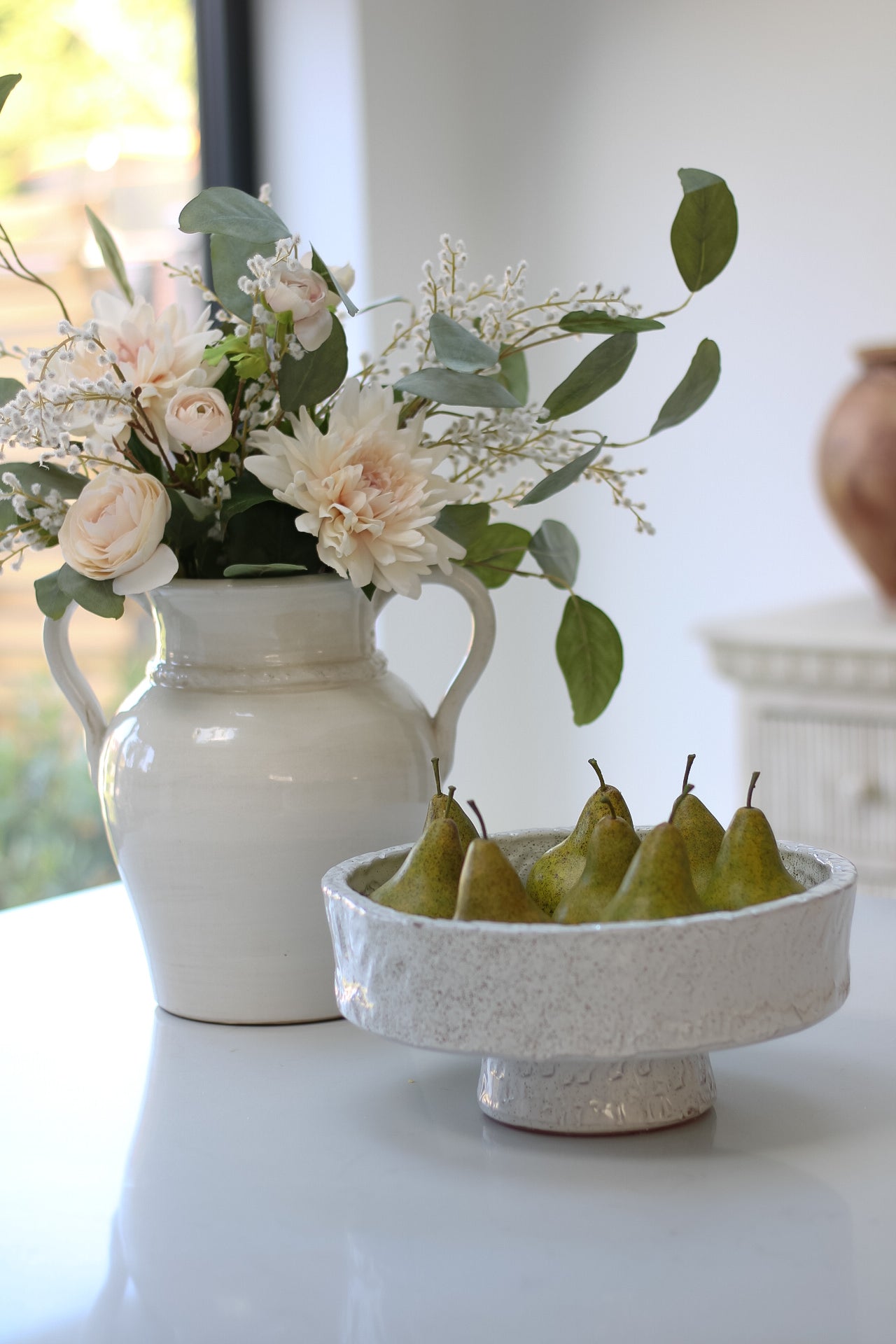Soft Grey Textured Pedestal Bowl