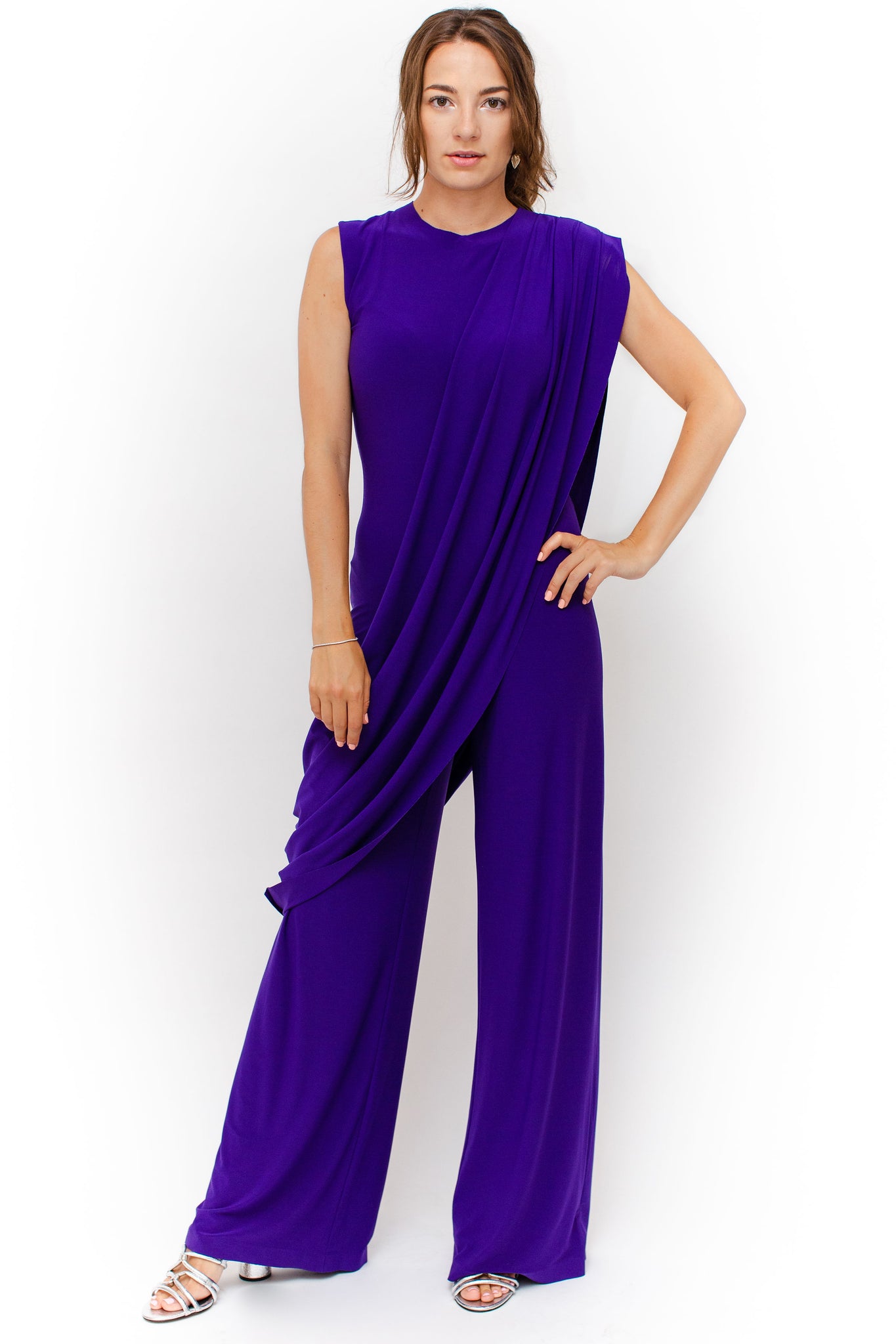 norma kamali sleeveless draped jumpsuit